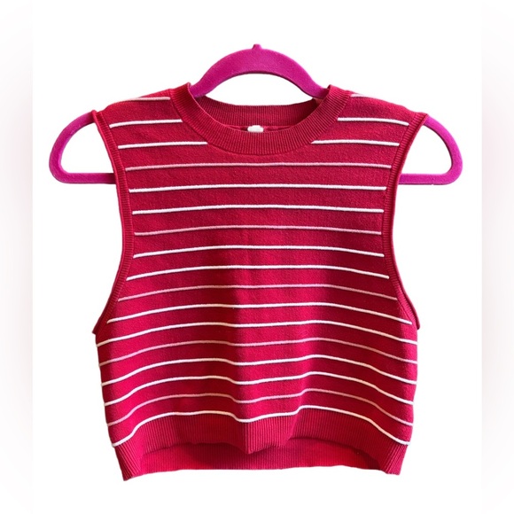 Free People Red Striped Knit Matching set: Sleeveless crop top and skirt, size M - Picture 4 of 9